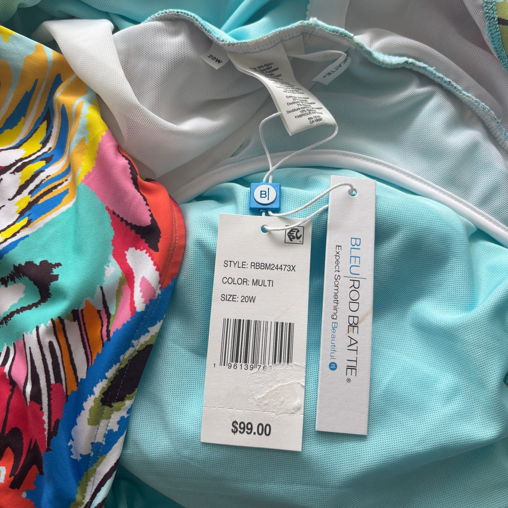 Bleu by Rod Beattie Plus Size Women's 20W Colorfully Printed Tankini Top NWT - Picture 8 of 8